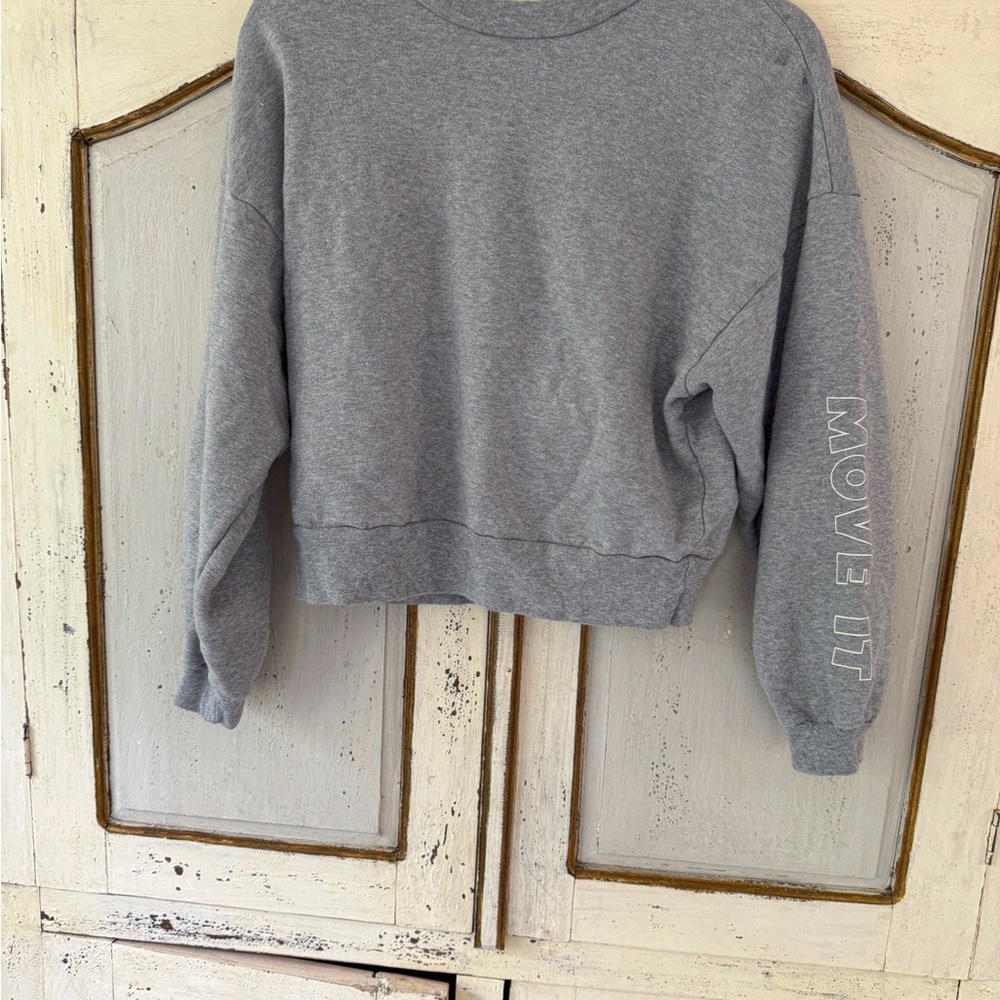 MOTHER Gray Sweatshirt with Sleeve Print